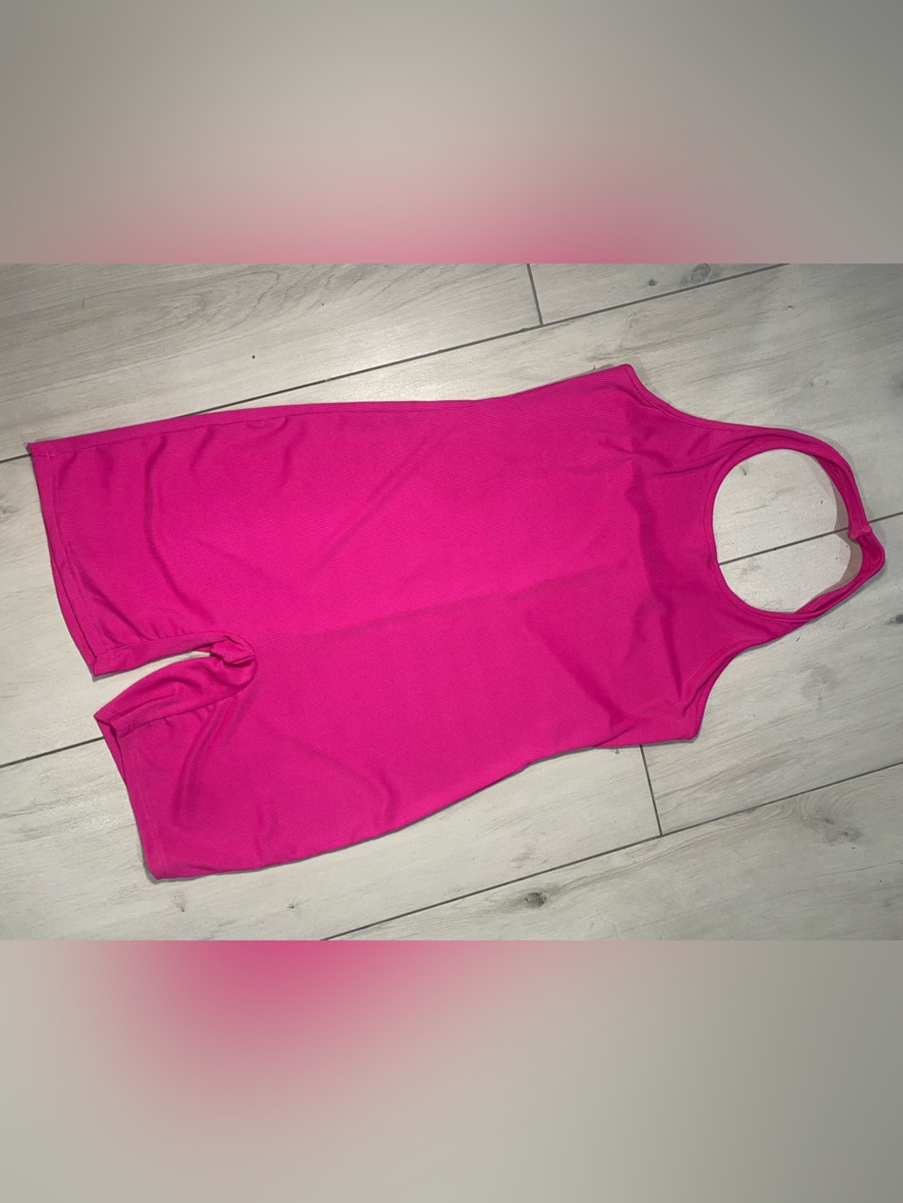 SHEIN Hot Pink Ribbed Sleeveless Romper